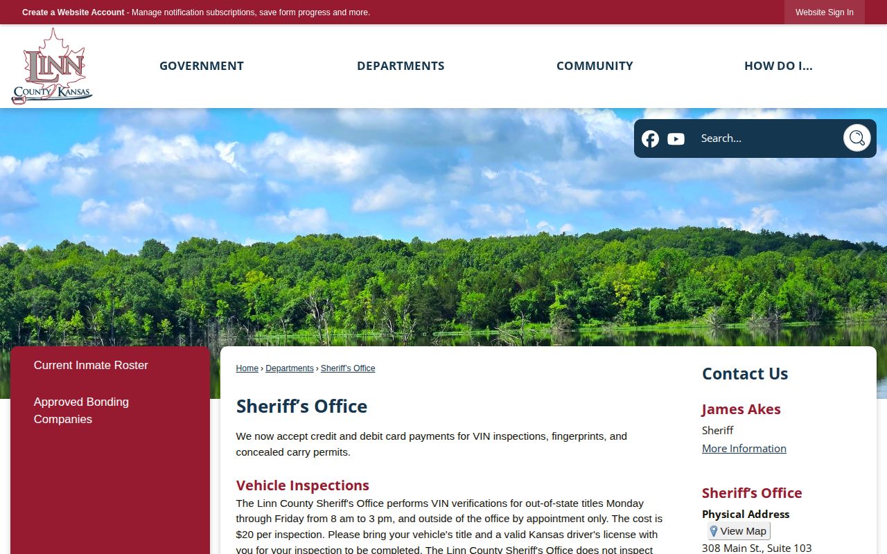 Official Linn County Sheriff and Justice Center contact page