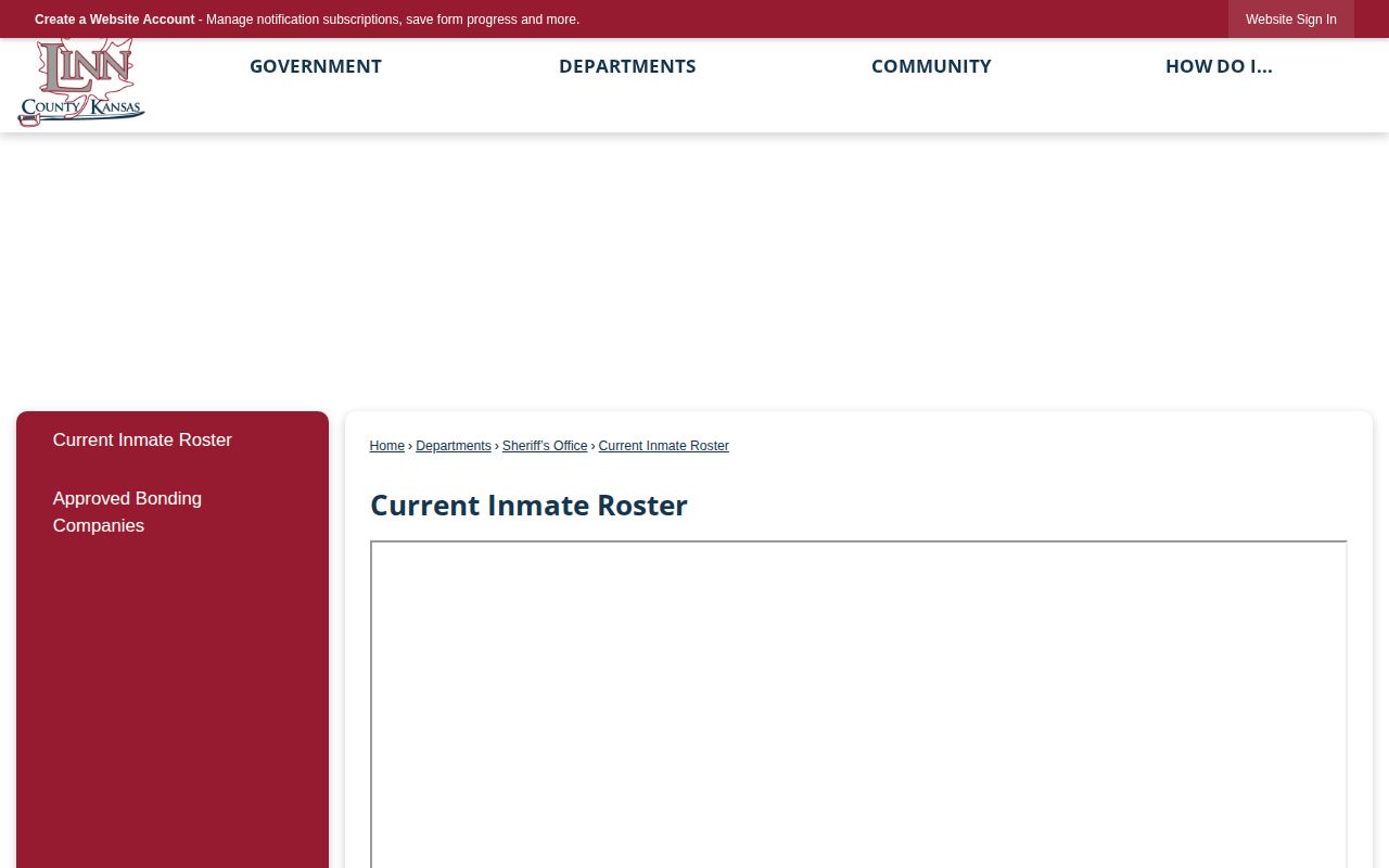 Linn County current inmate roster that does not list released inmates